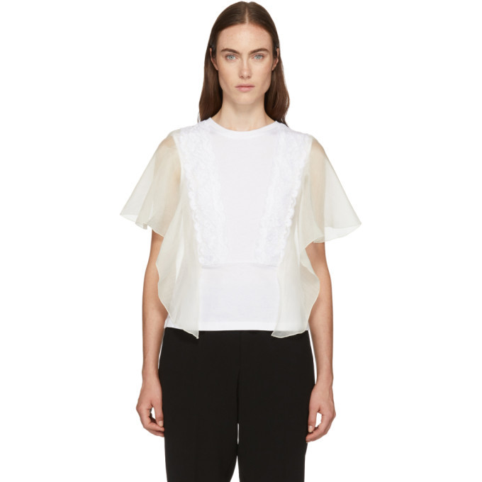 See by Chloe White Lace and Ruffle T-Shirt See by Chloe