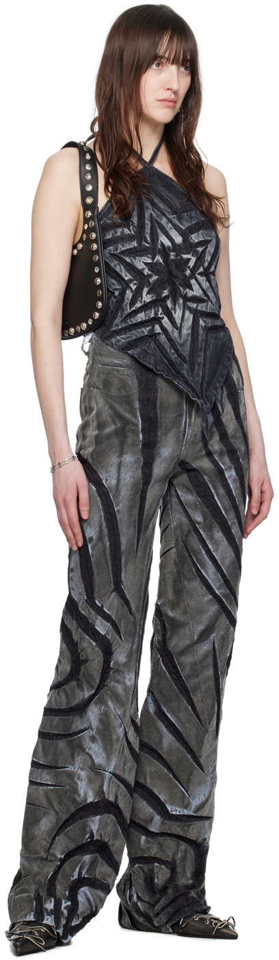 Masha Popova Black Halter Denim Tank Top