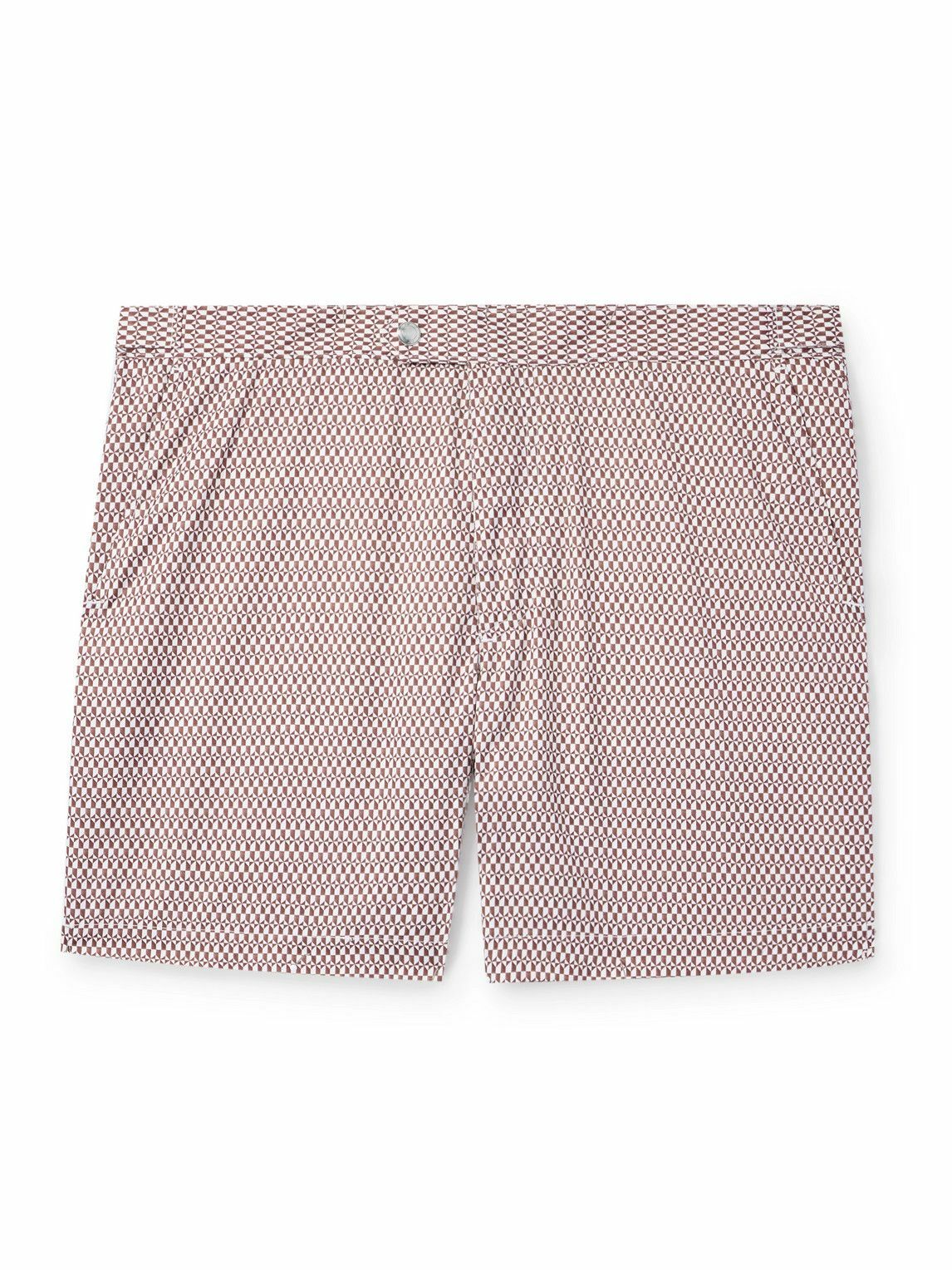 Mr P. - Straight-Leg Mid-Length Printed Swim Shorts - Brown