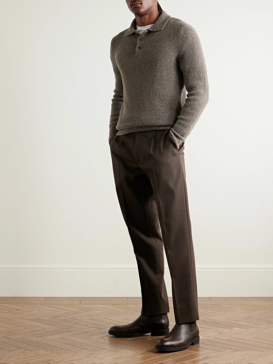 Barena - Wool-Blend Chenille Polo Shirt - Brown