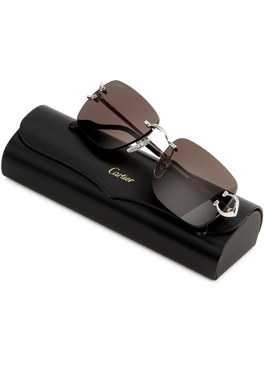 Cartier Signature C De Cartier Rimless Rectangle-frame Sunglasses ...