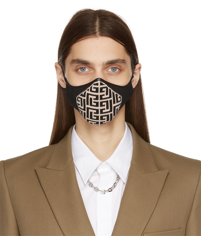 Photo: Balmain Black & Off-White Logo Face Mask
