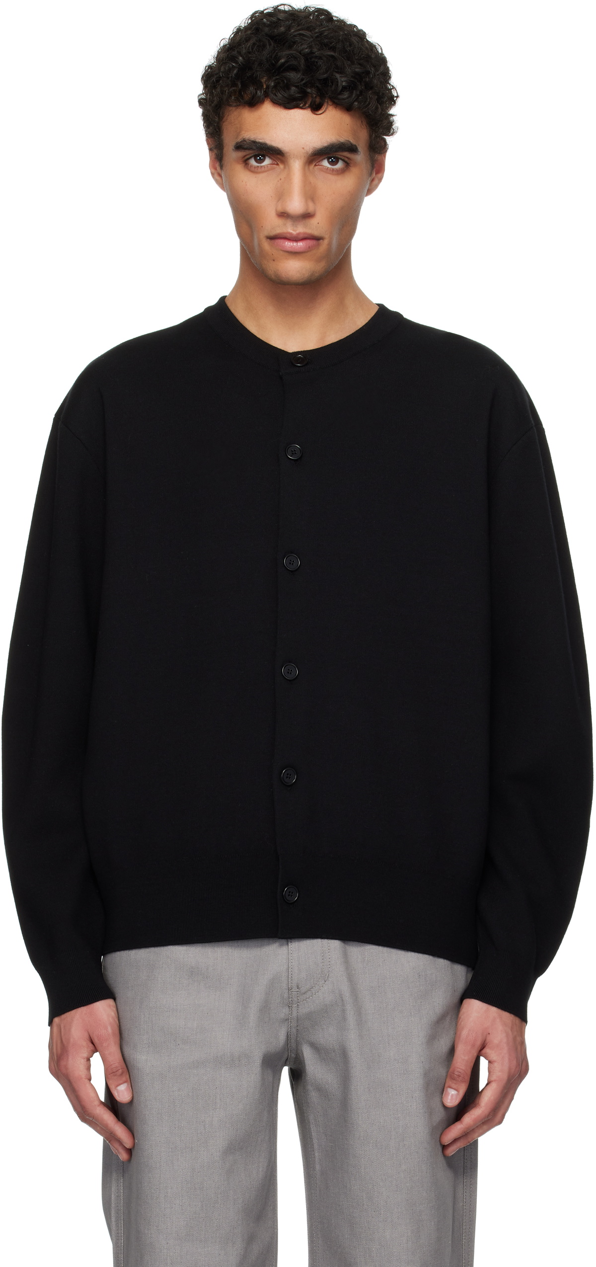 AMOMENTO Black Semi Oversized Cardigan
