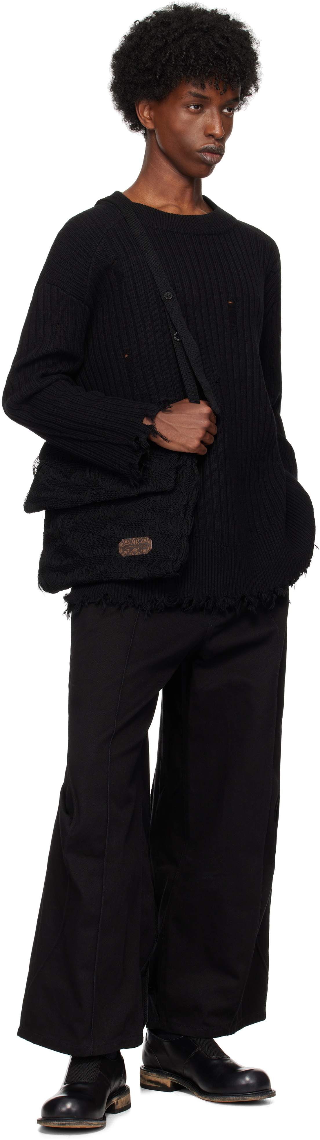 Professor.E Black Destroyed Knit Sweater