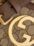 GUCCI - Leather-Trimmed Monogrammed Coated-Canvas Belt Bag - Brown