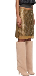 Edward Cuming Gold Hand Embroidered Sequin Midi Skirt