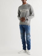 BALMAIN - Slim-Fit Panelled Distressed Jeans - Blue