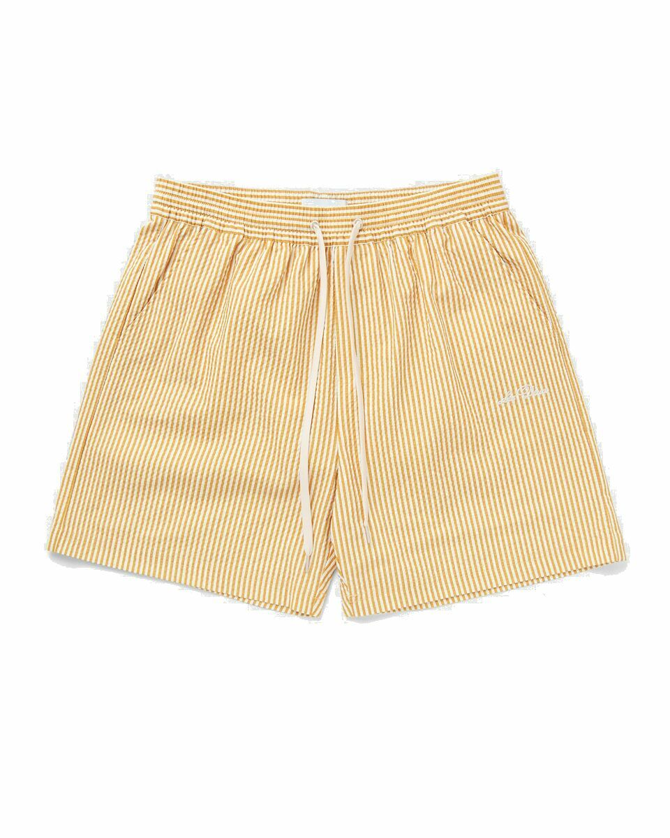 Photo: Les Deux Stan Stripe Seersucker Swim Shorts Yellow - Mens - Swimwear
