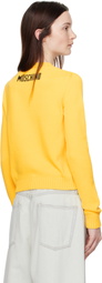 Moschino Yellow Cotton Blend Pullover Smiley Sweater