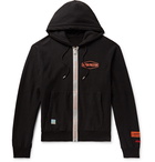 Heron Preston - Reflective-Trimmed Logo-Print Loopback Cotton-Jersey Zip-Up Hoodie - Black