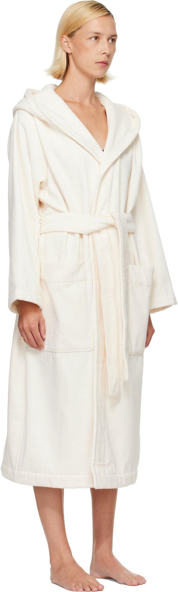 Tekla Off-White Terry Hooded Bathrobe
