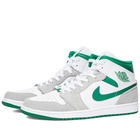 Air Jordan Men's 1 Mid SE 'Metallic Pack' Sneakers in White/Green/Smoke Grey