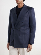 Kiton - Double-Breasted Cotton-Twill Blazer - Blue