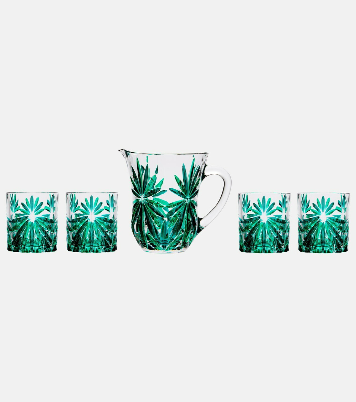 Les-Ottomans Set of 4 floral crystal tumblers and jug