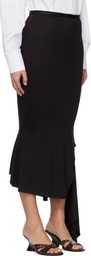 AARON ESH Black Jersey & Satin Fishtail Midi Skirt