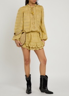 Isabel Marant étoile Preya Embroidered Cotton Mini Dress Yellow