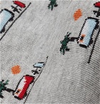 Corgi - Intarsia Mélange Cotton-Blend No-Show Socks - Gray