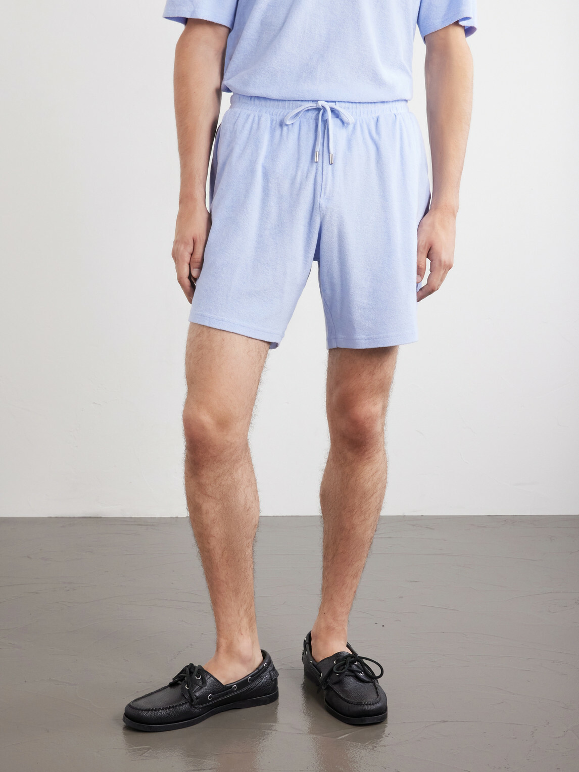 Frescobol Carioca - Augusto Terry Cotton and Linen Blend Shorts - Blue