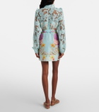 Camilla Embellished lace-trimmed linen and silk minidress