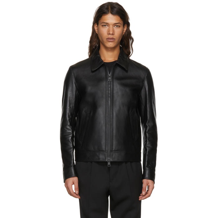 Photo: AMI Alexandre Mattiussi Black Leather Zipped Jacket