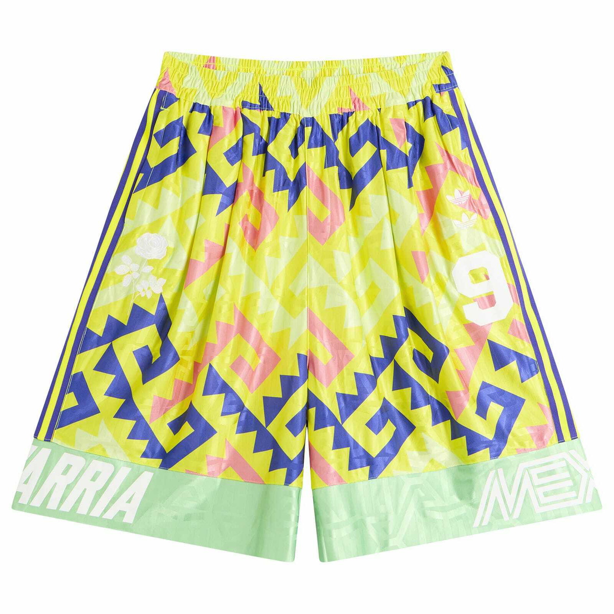 Adidas x Willy Chavarria Long Shorts in Solar Lemon/Pure Purple/Solar Turbo