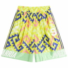 Adidas x Willy Chavarria Long Shorts in Solar Lemon/Pure Purple/Solar Turbo