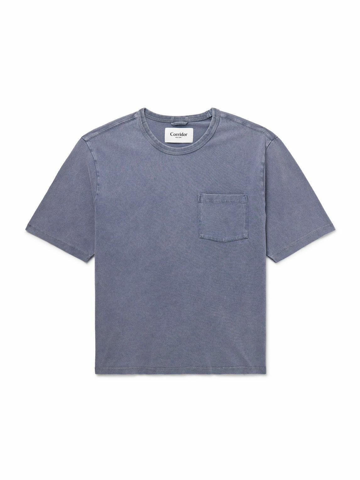 Corridor - Garment-Dyed Cotton-Jersey T-Shirt - Blue Corridor