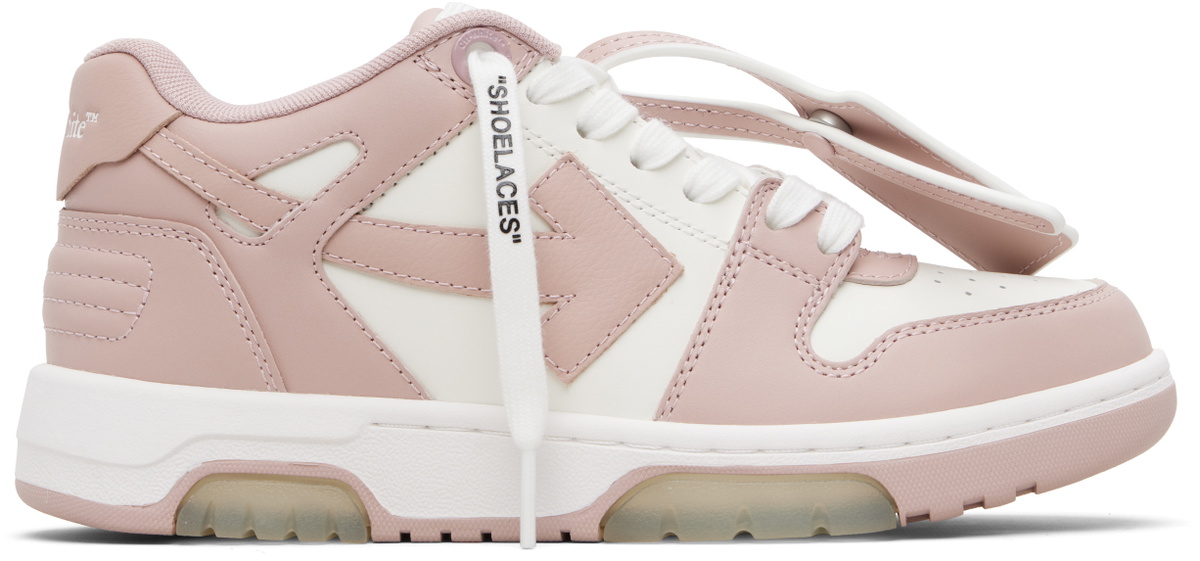 Off-White White & Pink Out Of Office Calf Leather Sneakers