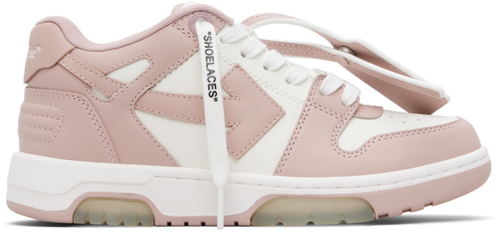 Photo: Off-White White & Pink Out Of Office Calf Leather Sneakers