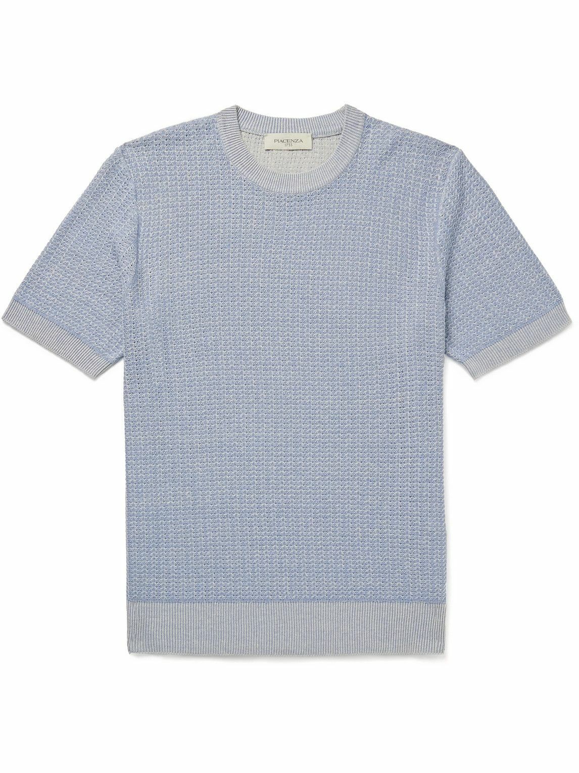 PIACENZA 1733 - Silk and Linen-Blend T-Shirt - Blue