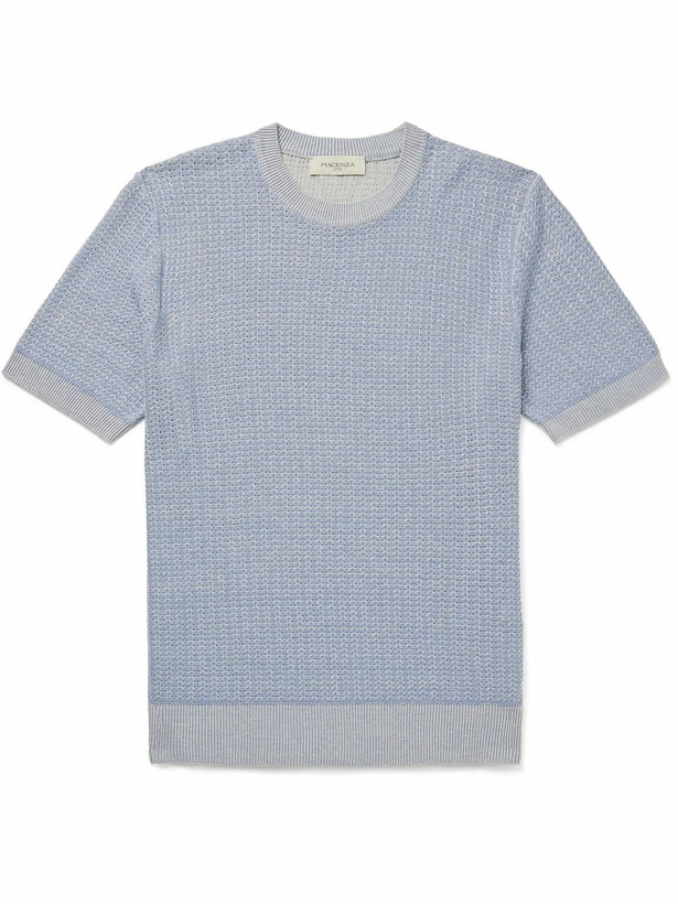 Photo: PIACENZA 1733 - Silk and Linen-Blend T-Shirt - Blue