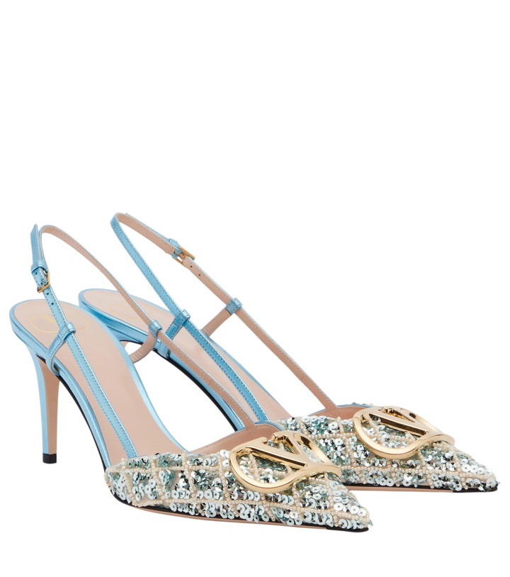 Photo: Valentino Garavani VLogo Signature sequined slingback pumps