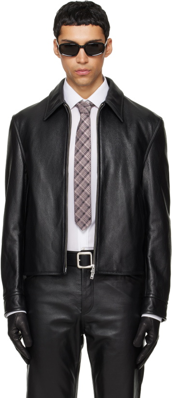 Photo: TONYWACK Black Buckle Zip Cow Leather Jacket