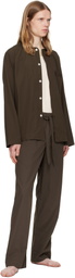 Tekla Brown Poplin Pyjama Pants