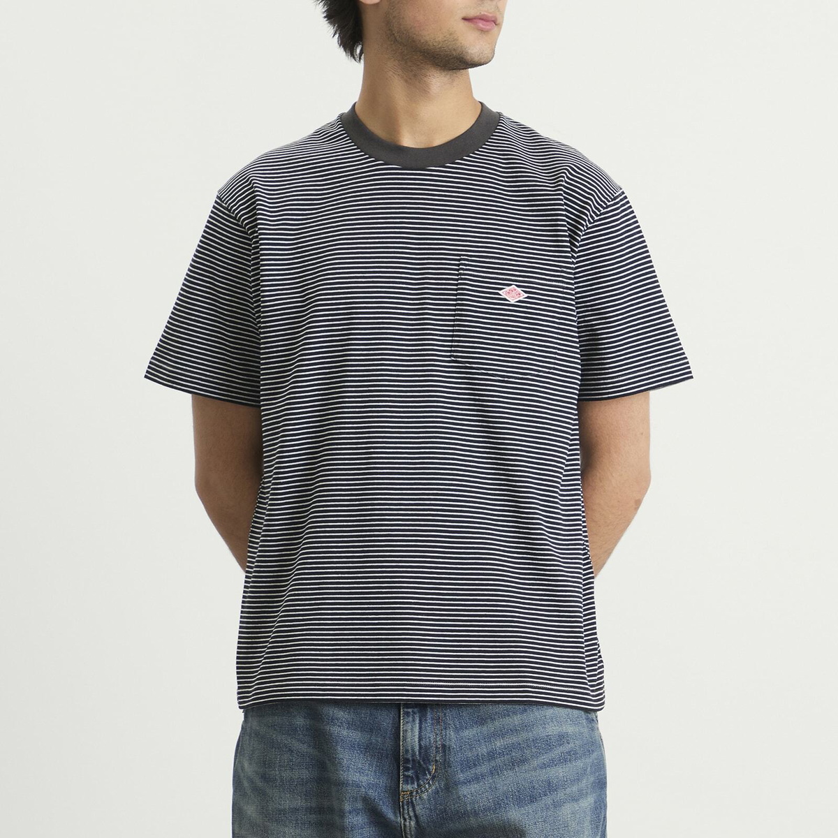 Danton Men's Pocket T-Shirt in Black/White Stripe