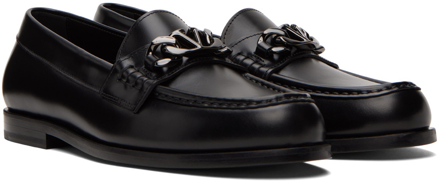 Valentino Garavani Black VLogo Chain Loafers