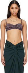 Dries Van Noten Gray & Burgundy Viscose Silk Bra