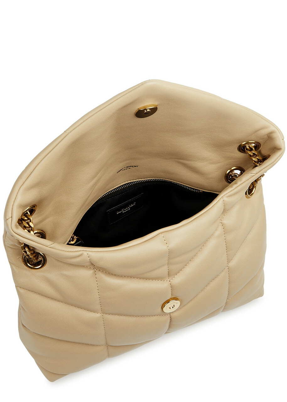 Saint Laurent - Women's Puffer Cream Small Leather Shoulder Bag - Adjustable Chain Shoulder Strap - One Size