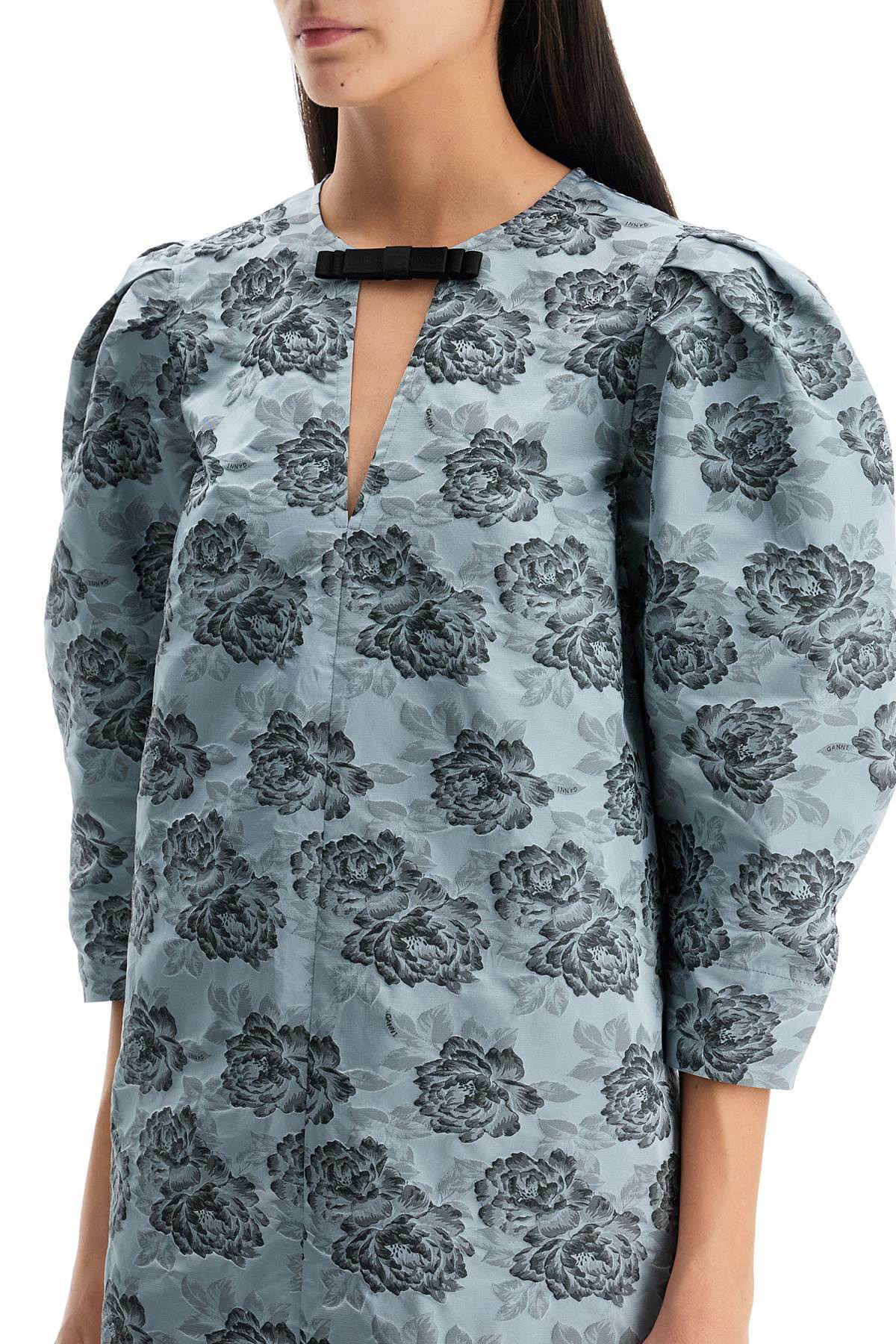 GANNI botanical jacquard mini dress Light blue GANNI