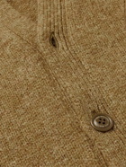 And Wander - Logo-Embroidered Shell-Trimmed Shetland Wool Cardigan - Orange