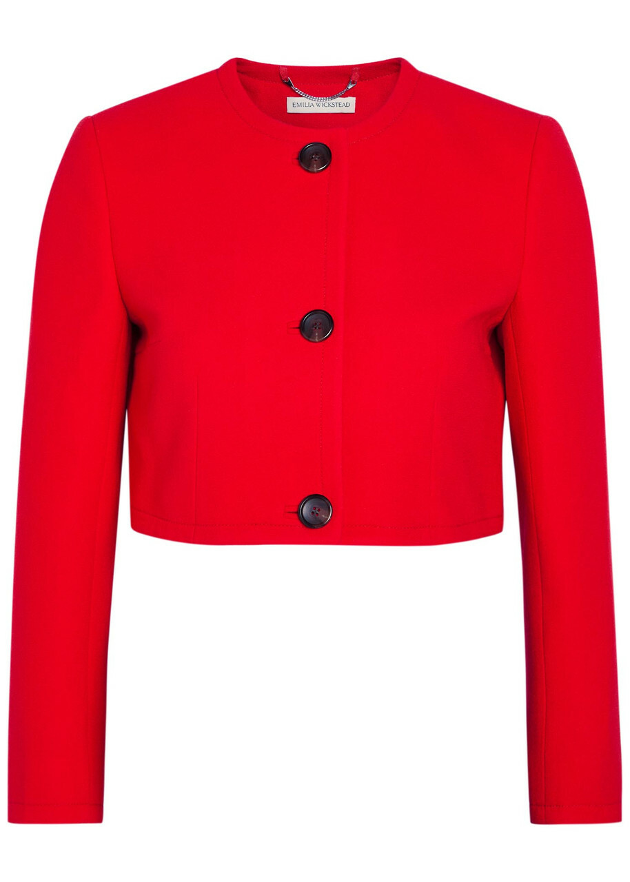 Emilia Wickstead Lizette Wool-crepe Cropped Jacket Red