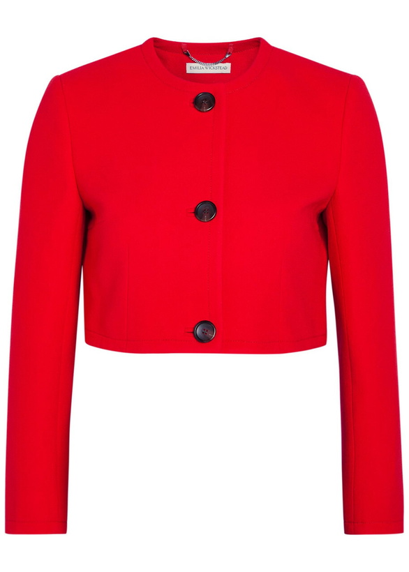 Photo: Emilia Wickstead Lizette Wool-crepe Cropped Jacket Red