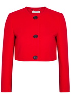 Emilia Wickstead Lizette Wool-crepe Cropped Jacket Red