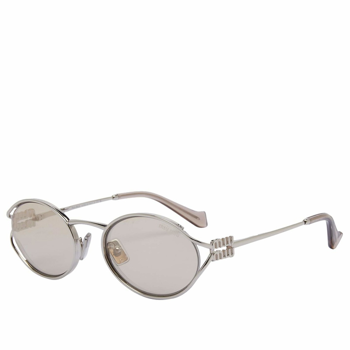 Photo: Miu Miu Eyewear Women's 52YS Sunglasses in Silver/Ivory Mirror 