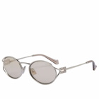 Miu Miu Eyewear Women's 52YS Sunglasses in Silver/Ivory Mirror 