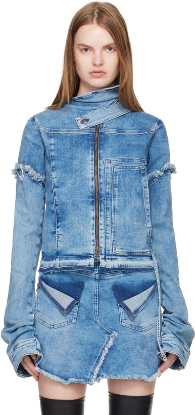Photo: Ottolinger Blue Drape Collar Denim Jacket