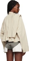 Rick Owens Beige Temple Cropped Scarf Flight Jacket