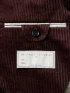 Brunello Cucinelli - Double-Breasted Cotton-Corduroy Suit Jacket - Burgundy