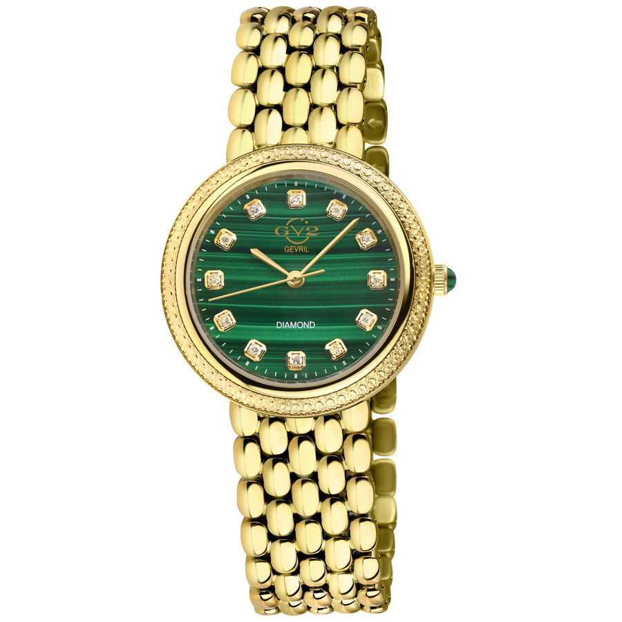 GV2 by Gevril Arezzo Quartz Diamond Green Dial Ladies Watch 13302B