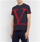 Valentino - Logo-Print Cotton-Jersey T-Shirt - Navy